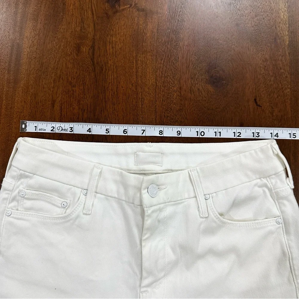 Mother The Looker Ankle Fray Crop Jean in Glass Slipper White Size 28